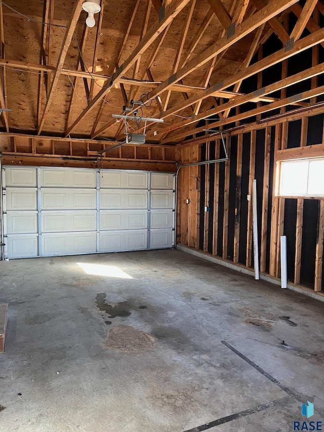 garage with a garage door opener