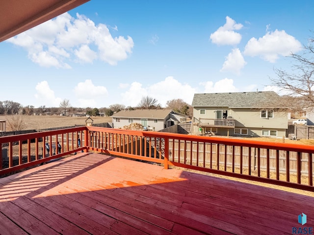 deck with a residential view