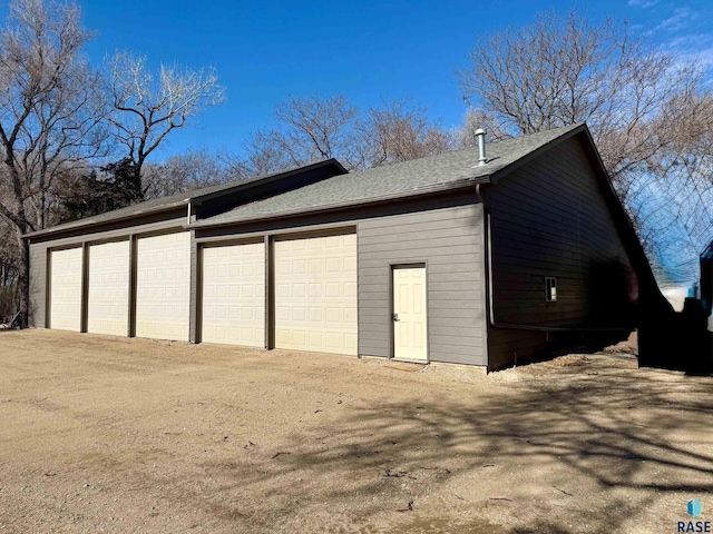 view of detached garage