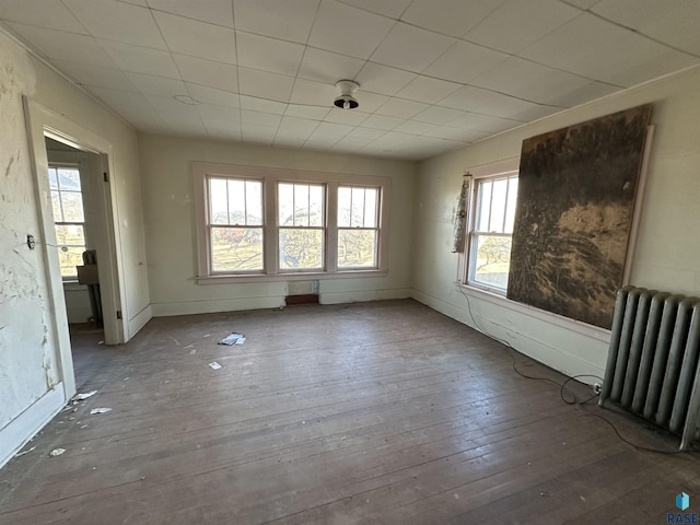 spare room with radiator and wood-type flooring