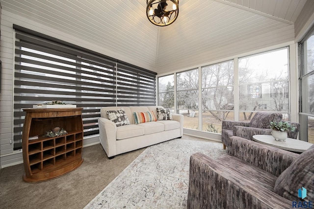 sunroom with vaulted ceiling