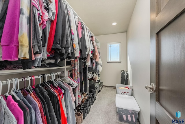 spacious closet with carpet flooring