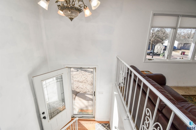 interior space with a chandelier