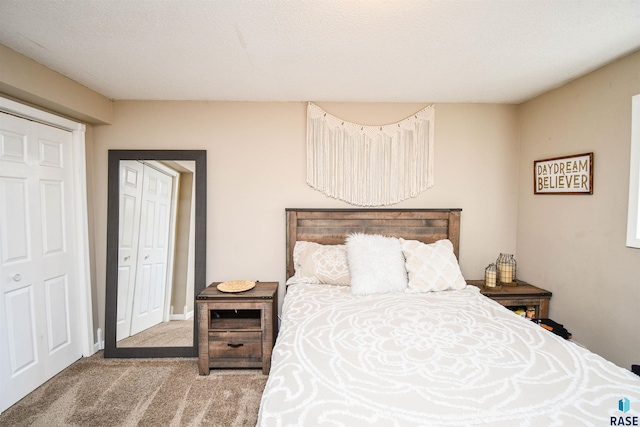 bedroom with light colored carpet