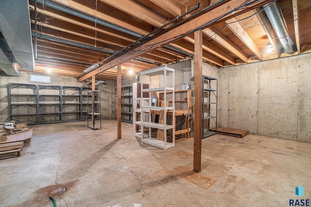 view of unfinished basement