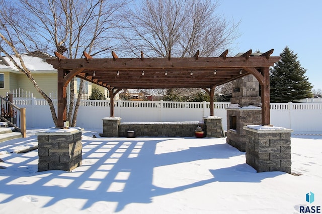 view of patio / terrace featuring fence private yard and a pergola