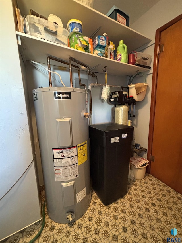 utility room with water heater