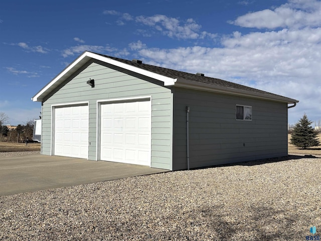 view of detached garage