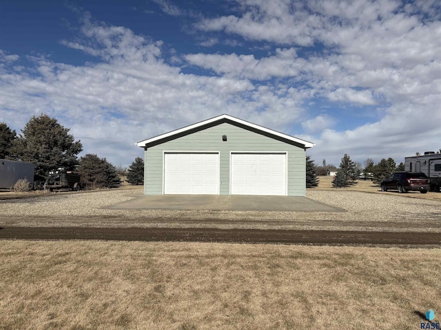 view of detached garage