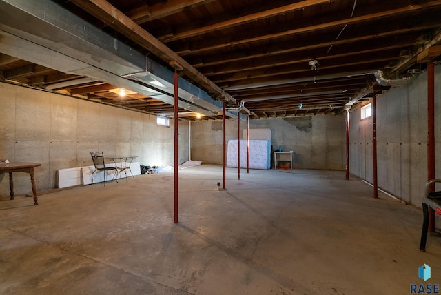 view of unfinished basement