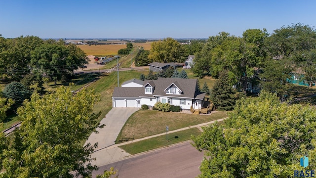 drone / aerial view with a rural view