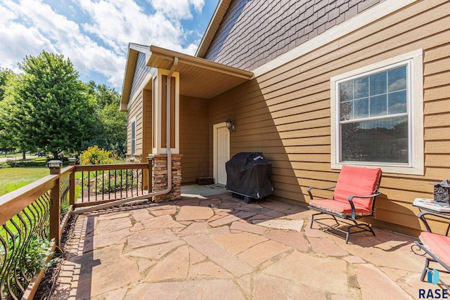 view of patio / terrace featuring a grill