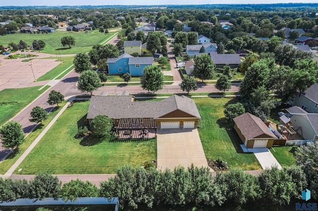 aerial view with a residential view