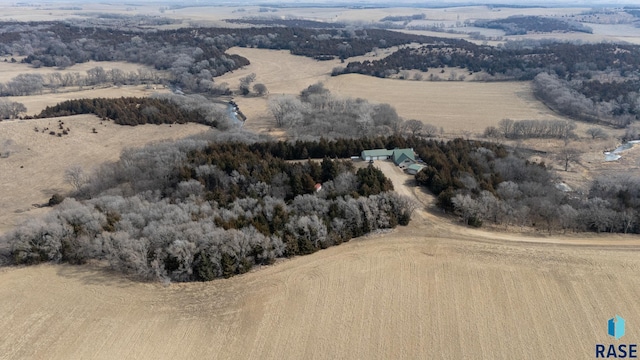 aerial view featuring a rural view