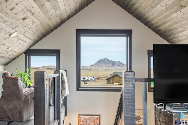 interior space featuring wooden ceiling