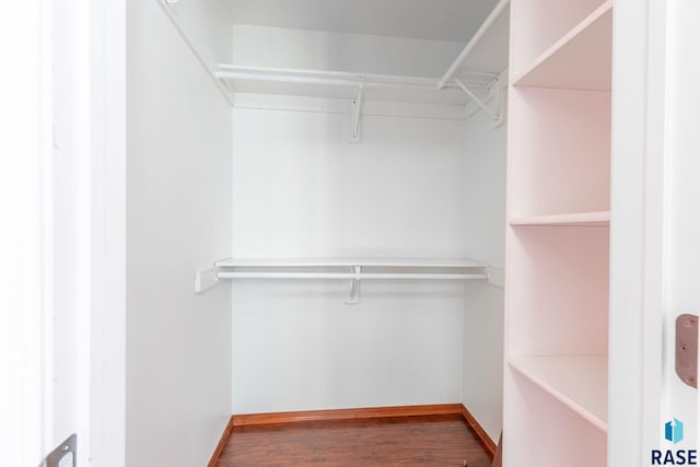 spacious closet with wood finished floors