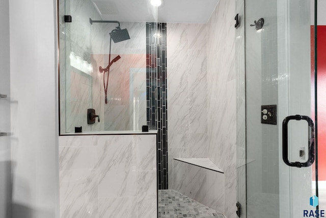 full bathroom featuring a stall shower