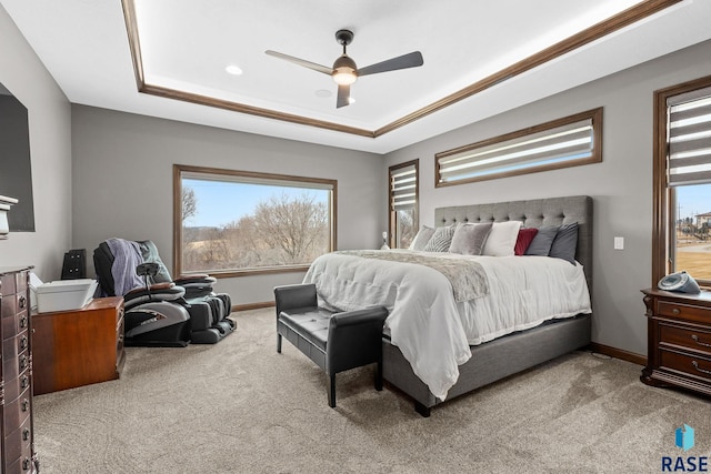 8501 E Torchwood Pl, Sioux Falls, SD 57110 - bedroom featuring carpet floors, a raised ceiling, ceiling fan, and baseboards