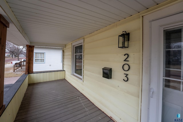 wooden deck with covered porch