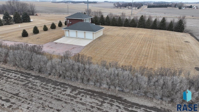 bird's eye view with a rural view