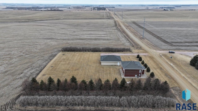 birds eye view of property with a rural view