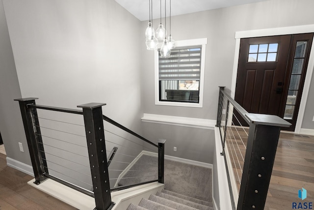 stairway with baseboards