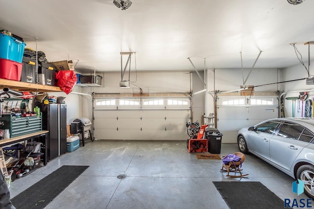 garage with a garage door opener