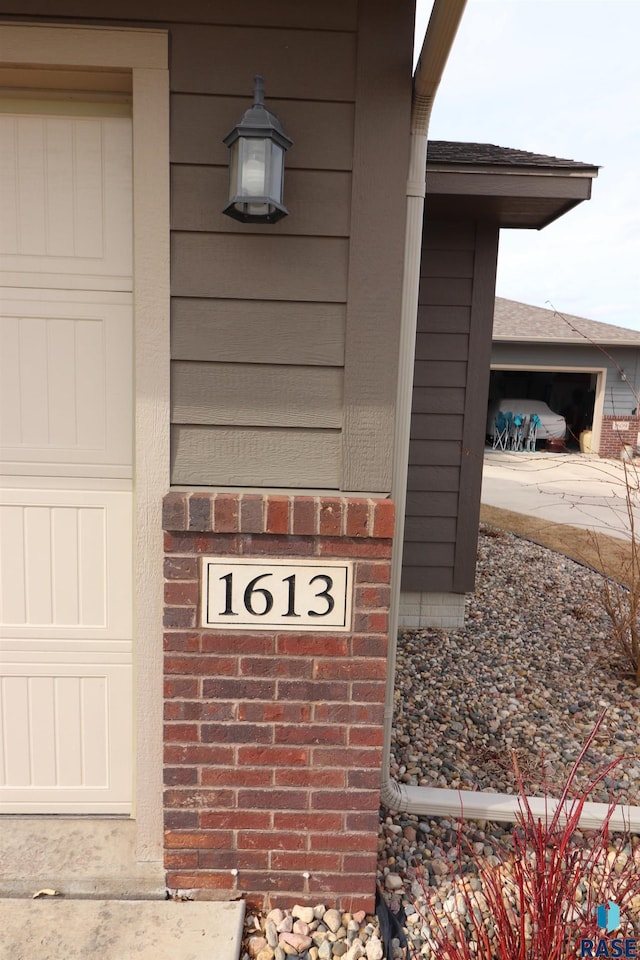 details featuring brick siding