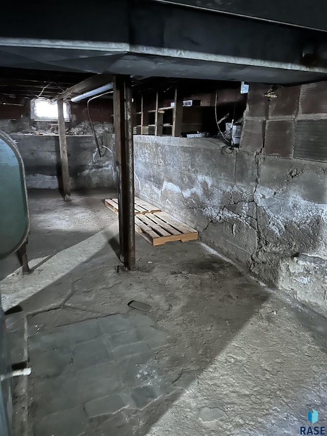 view of unfinished basement