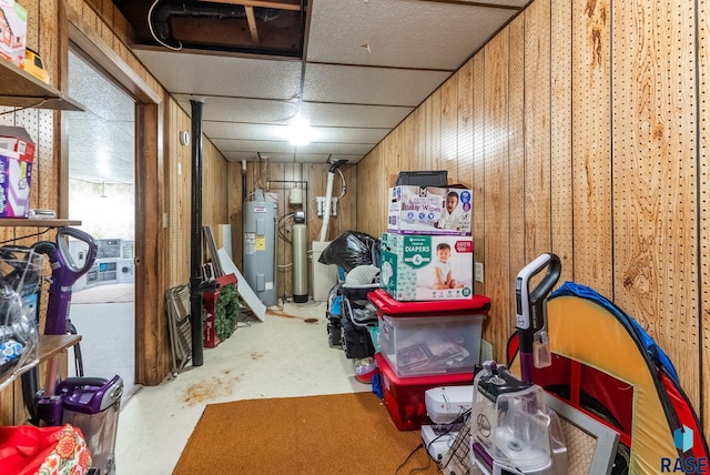 storage room with water heater