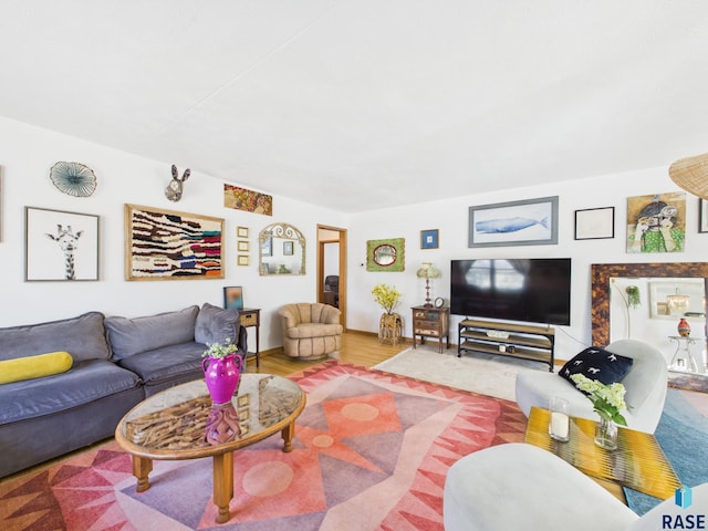 living area with wood finished floors