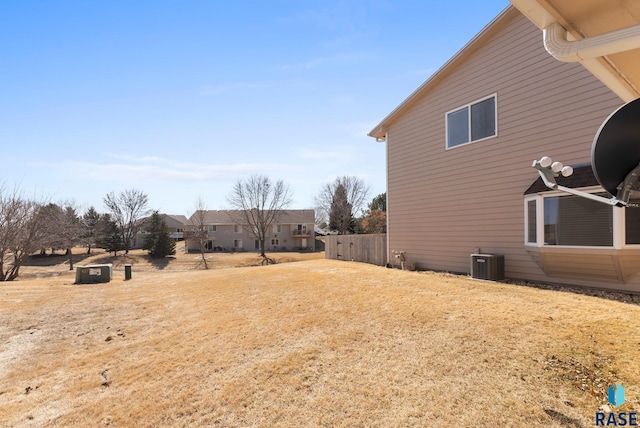 view of yard featuring central AC