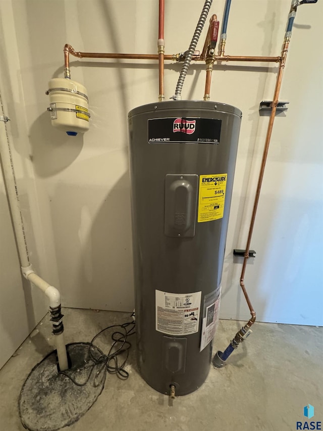 utility room with water heater