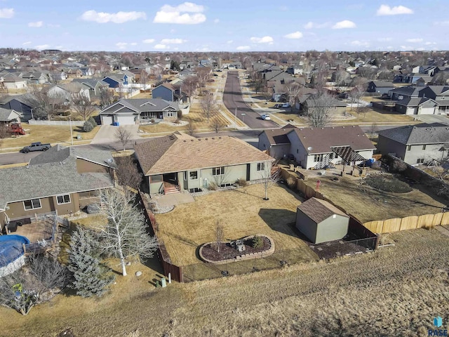 bird's eye view with a residential view