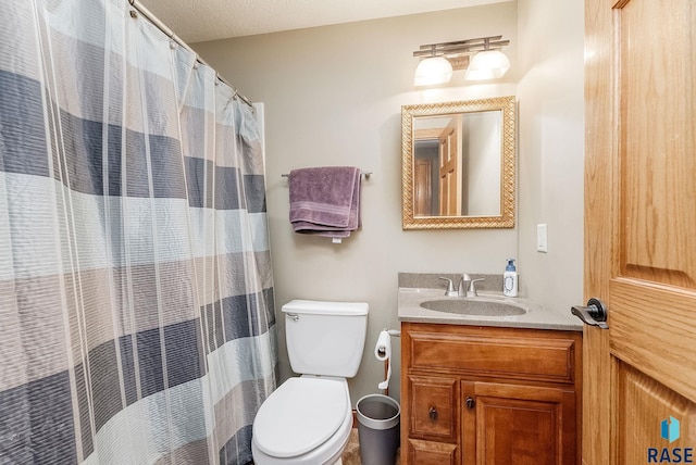 full bathroom featuring vanity, toilet, and a shower with curtain