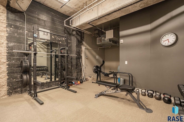 workout room with carpet