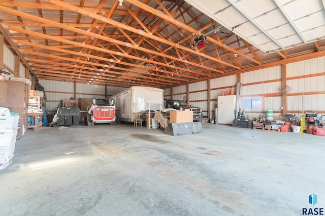 garage featuring metal wall