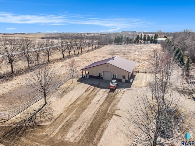 aerial view with a rural view