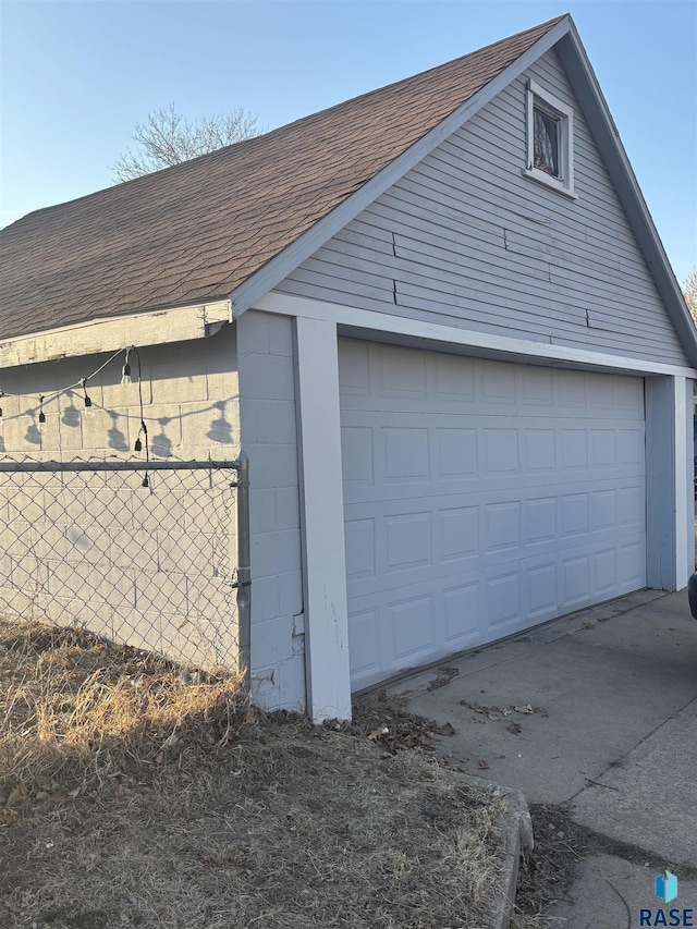 view of garage