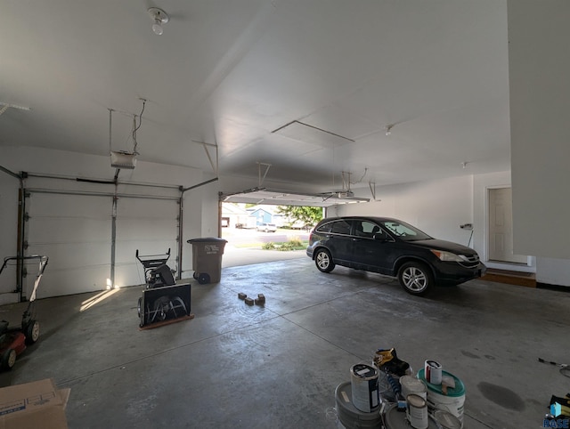 garage with a garage door opener