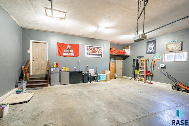 garage with a garage door opener