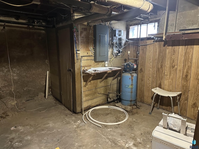 basement with electric panel