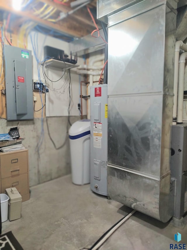 utilities with electric panel and water heater