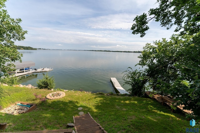 6305 Lakeview Dr, Wentworth, SD 57075 - property view of water featuring a dock