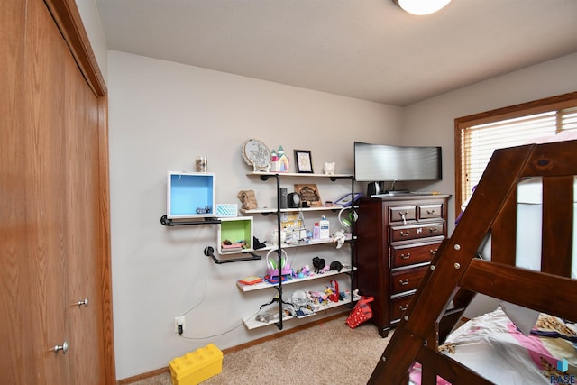 bedroom featuring carpet
