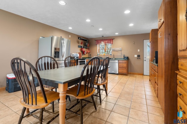 29783 Frog Creek Rd, Centerville, SD 57014 - dining area featuring light tile patterned flooring, baseboards, and recessed lighting