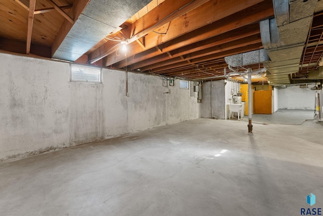 basement featuring a sink