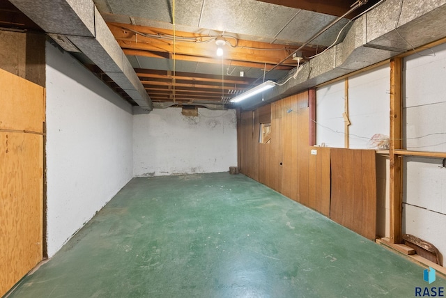 view of unfinished basement