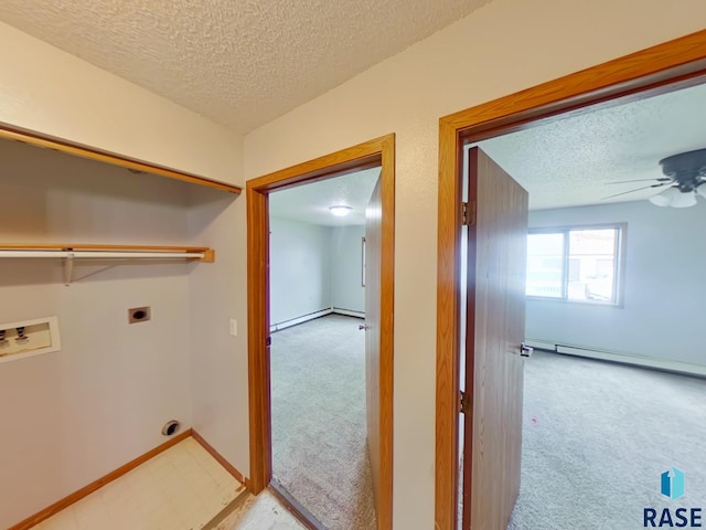 320 N Western Ave, Sioux Falls, SD 57104 - clothes washing area featuring washer hookup, carpet, laundry area, a textured ceiling, and hookup for an electric dryer