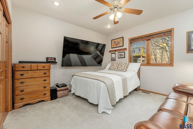 7 N Sun Valley Pl, Sioux Falls, SD 57110 - carpeted bedroom featuring recessed lighting, visible vents, baseboards, and ceiling fan